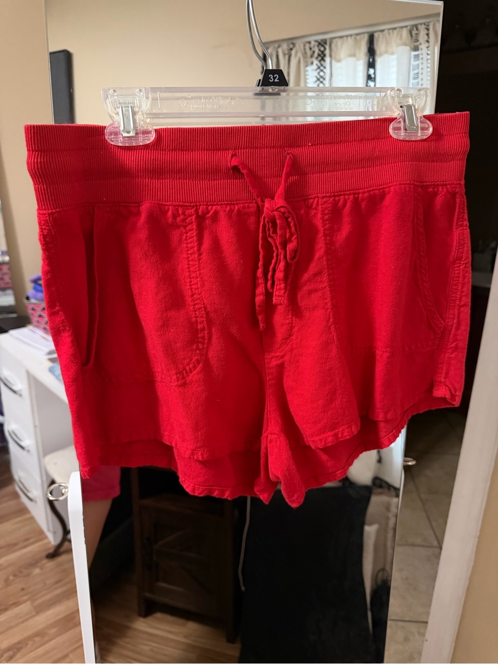 No Boundaries Red Drawstring Linen Shorts